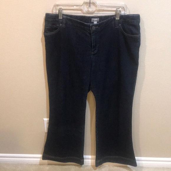 J. Jill Women’s Dark Wash Flare Wide Leg Trouser Jeans-Size 16P - Picture 1 of 7